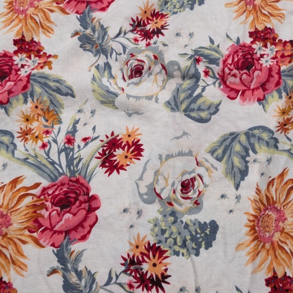 Kaktus Floral Maxi Skirt Women's Size L Elastic Waist Pockets White Pink Orange - Picture 2 of 8